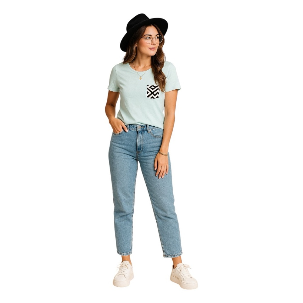 Pink by Victoria's Secret T-Shirt Women's XS Light Blue Striped Pocket
